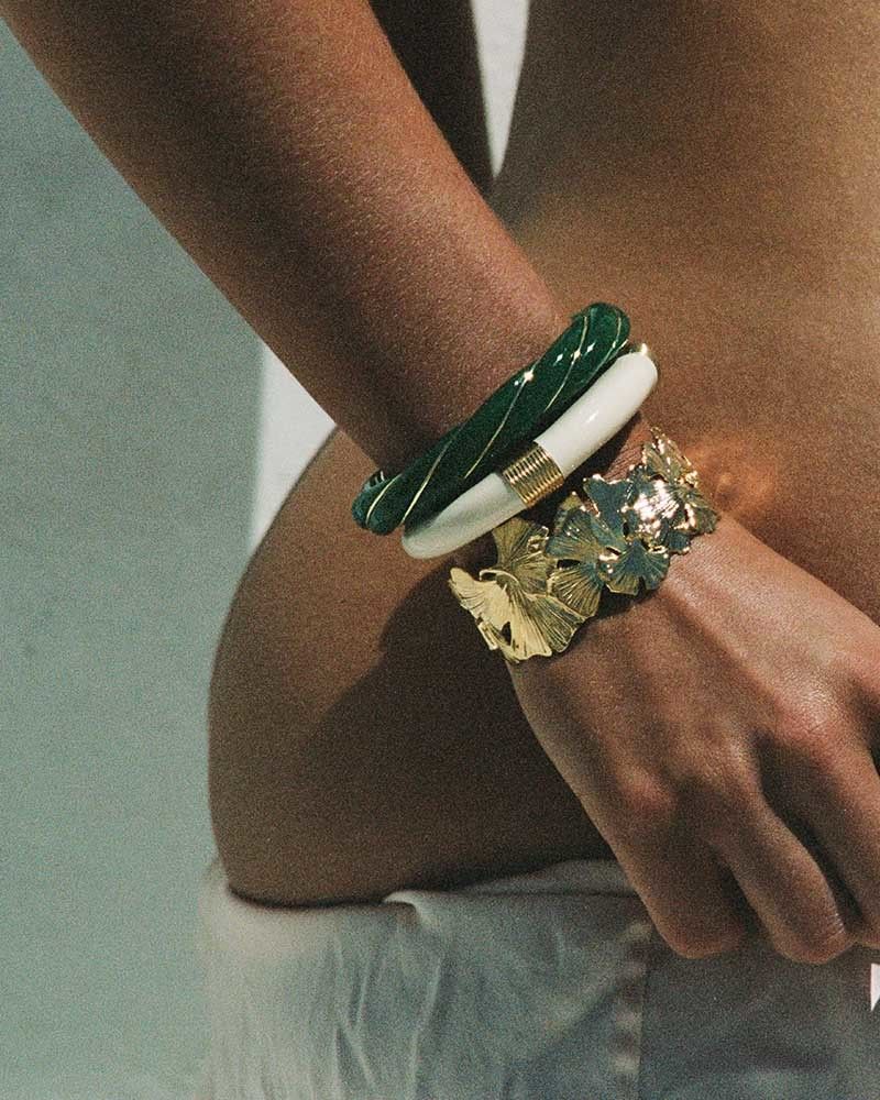 Bracelet jonc torsadé résine et plaqué or Diana - Aurélie Bidermann