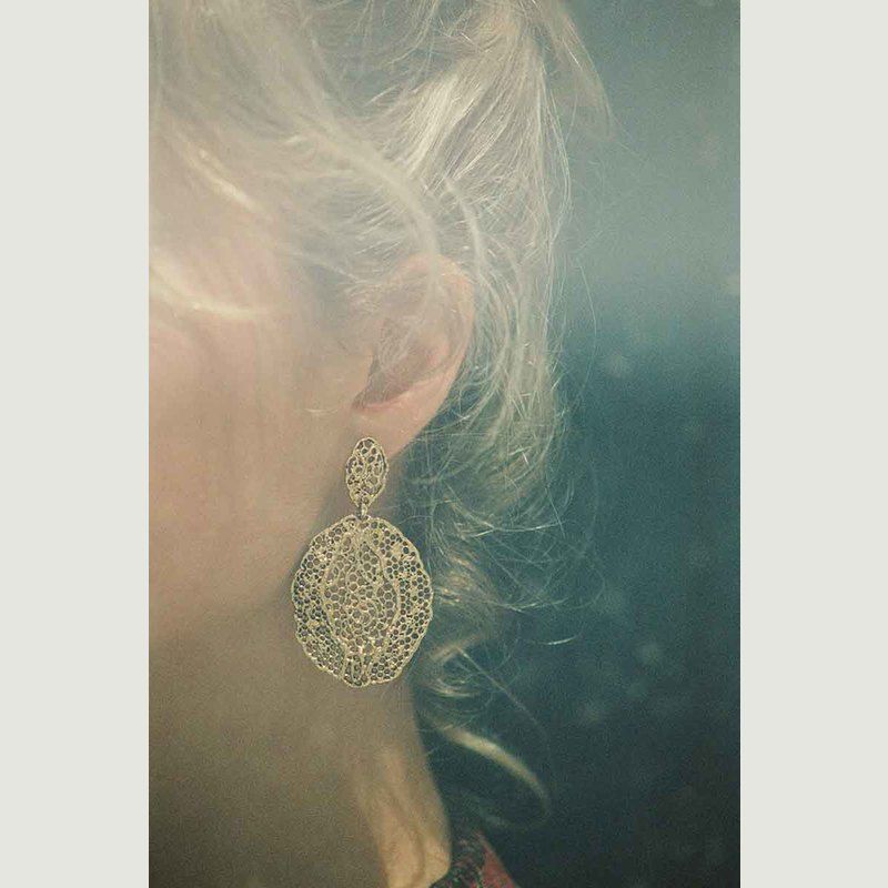 Boucles d'oreilles pendantes plaqué or Dentelle Vintage - Aurélie Bidermann