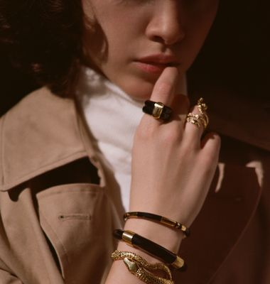 Positano-Armband aus Harz und vergoldetem Armreif