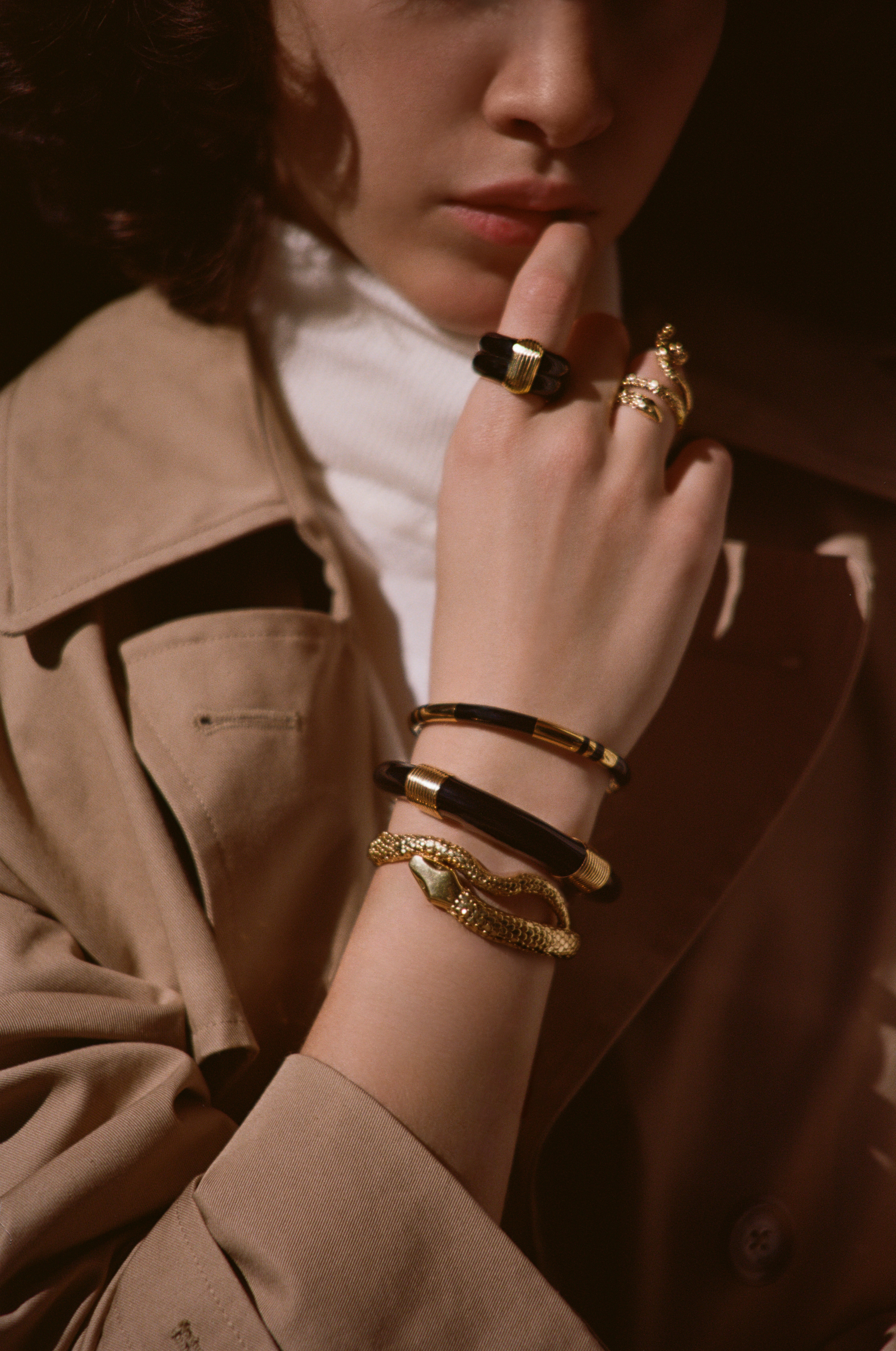Positano resin and gold plated bangle bracelet - Aurélie Bidermann