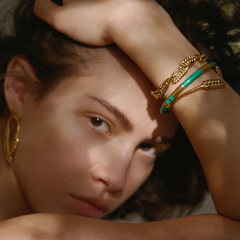 Positano resin and gold plated bangle bracelet - Aurélie Bidermann