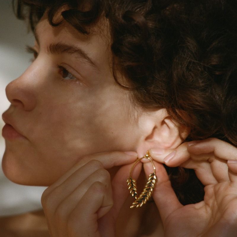 Boucles d'oreilles pendantes plaqué or Blé - Aurélie Bidermann