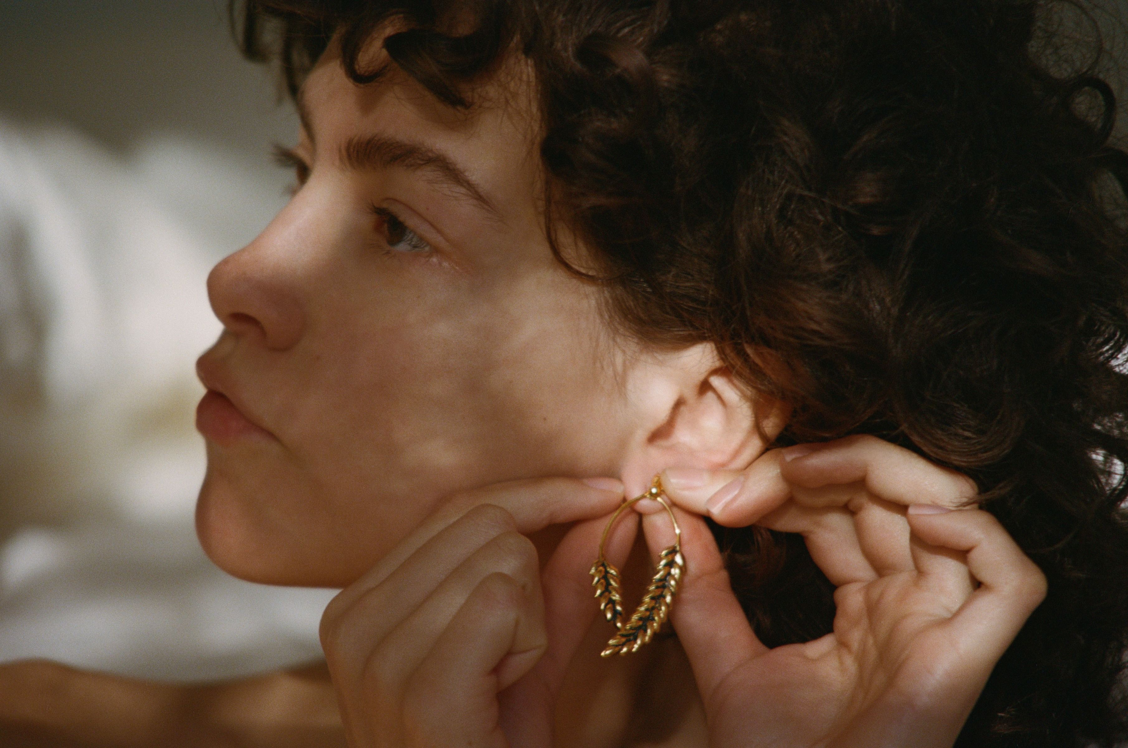 Gold plated earrings Wheat - Aurélie Bidermann