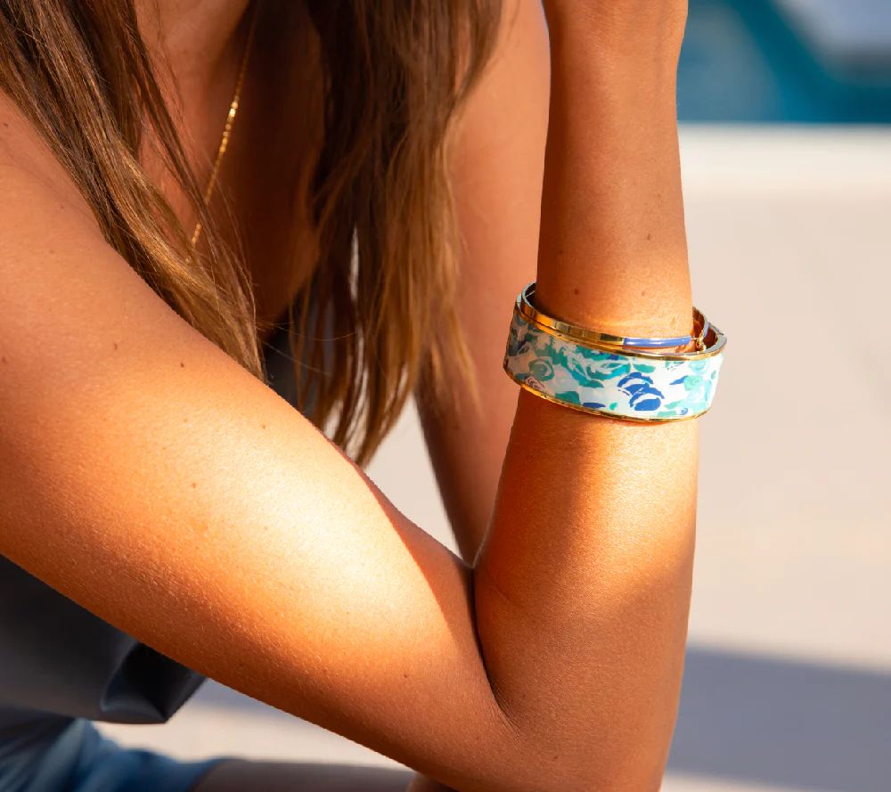 Thalia bracelet with golden brass clasp printed lacquered - Bangle Up