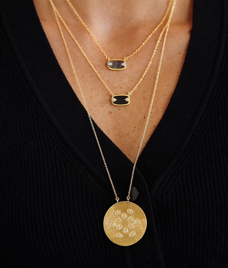 Collier chaîne avec pendentif onyx Sangha - Be Maad