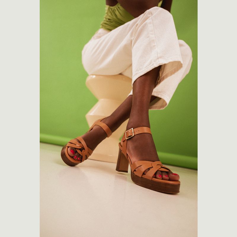 Leather platform sandals Jimena - Bobbies Paris