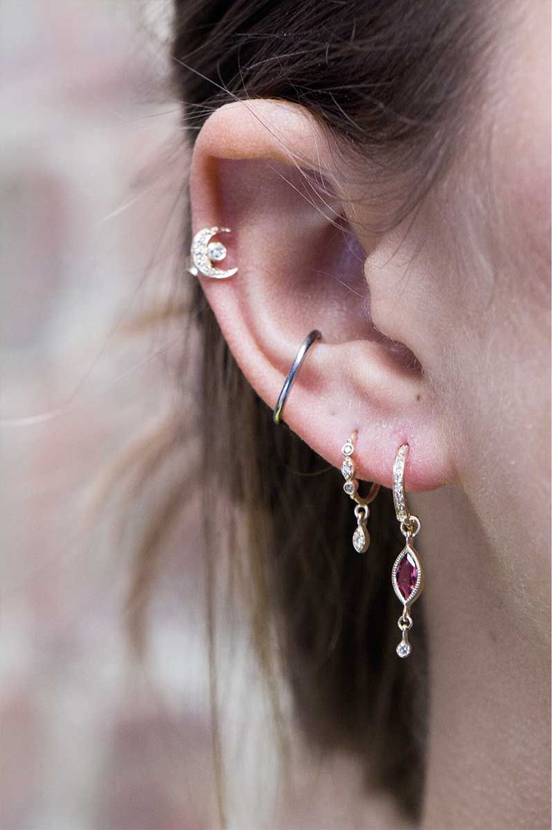 Eye and diamonds hoop earrings - Celine Daoust