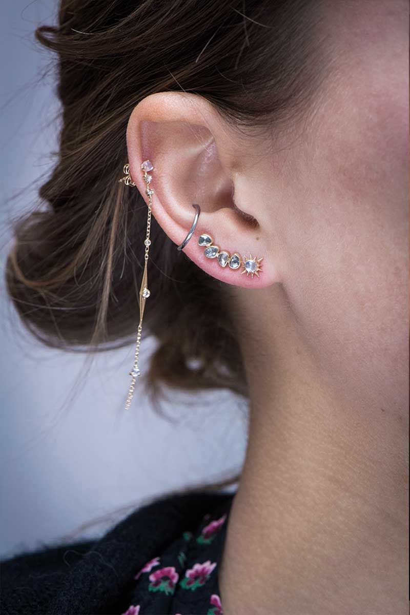 Sun Moonstone stud earrings - Celine Daoust