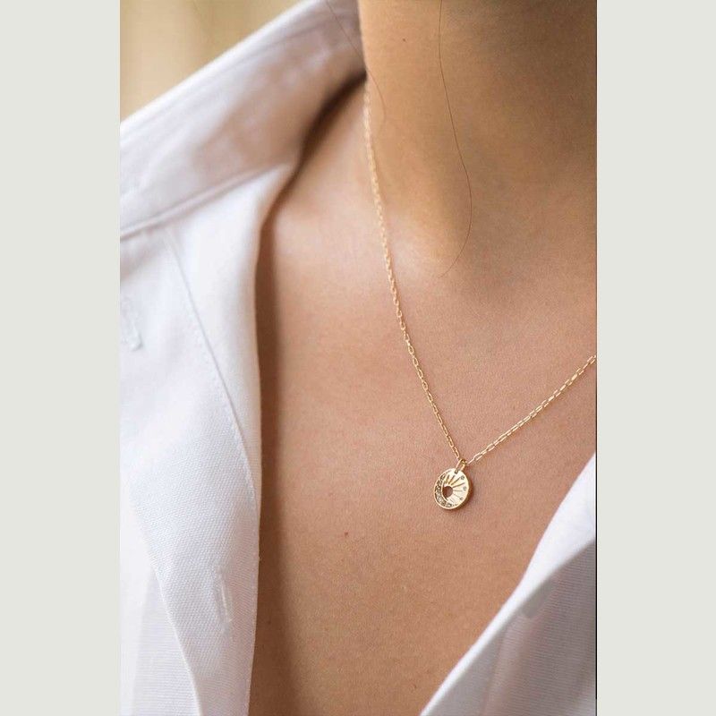 Little Sun and Moon gold necklace with medal - Celine Daoust