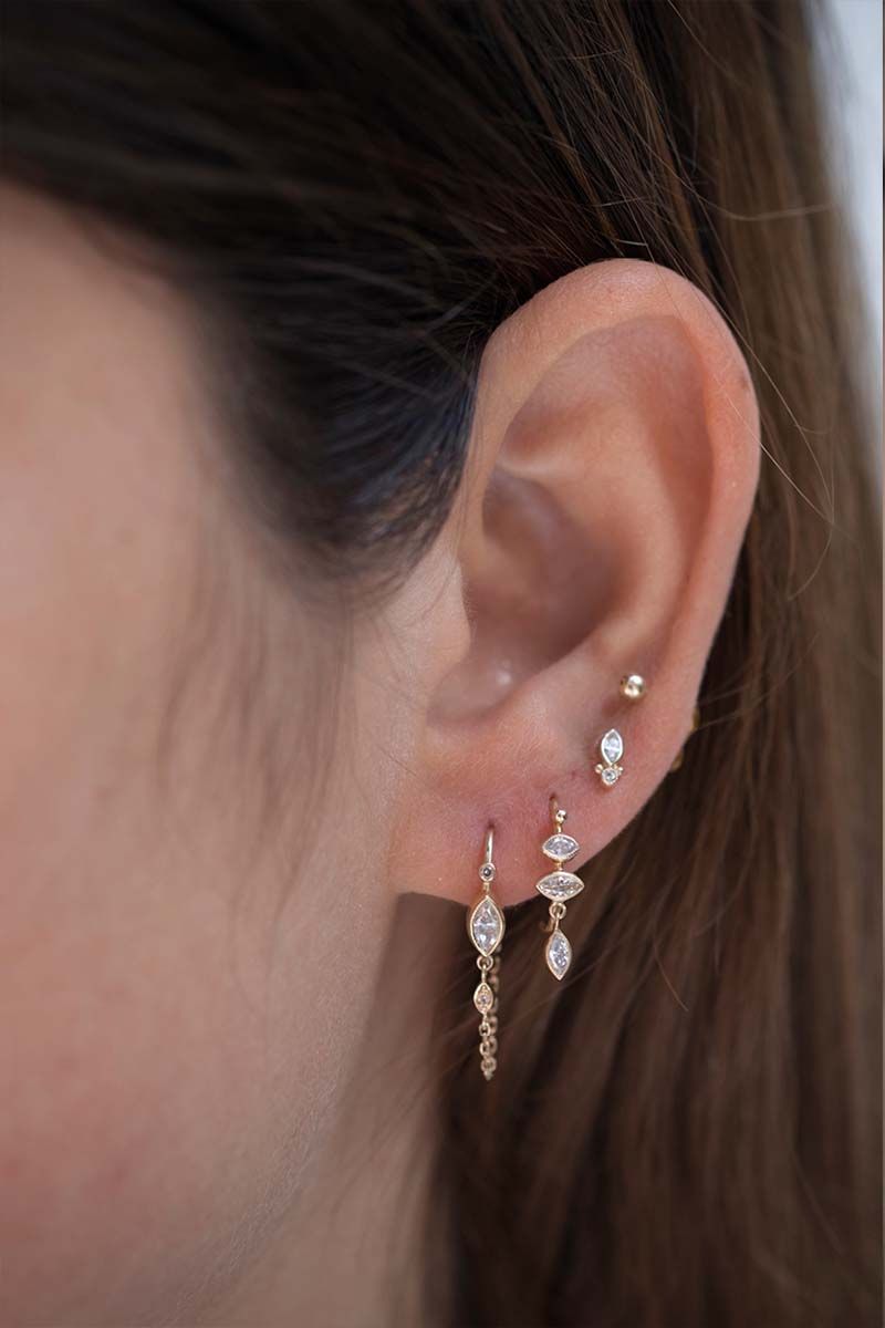 Moonstone And Diamond Eye hoop earring - Celine Daoust