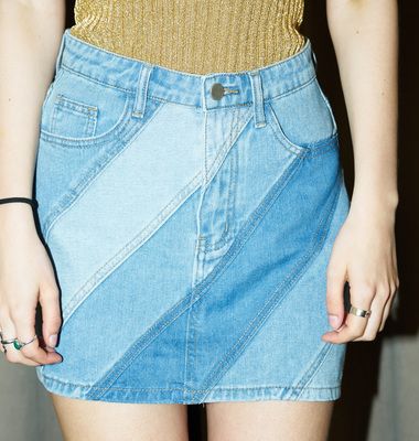 Rita - Patchwork - Mini-jupe en jean