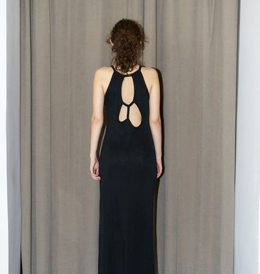 Naffi - Knitted Long Dress with Back Cut Outs