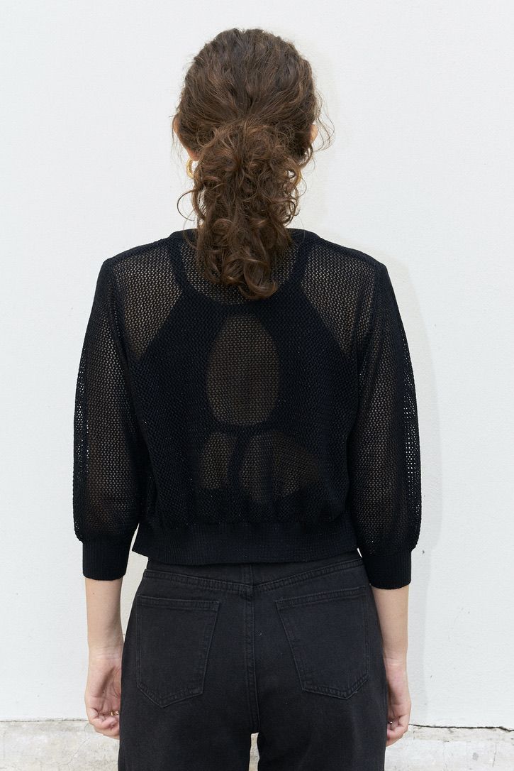 Orfea - Mesh Knit Crop Cardigan - Erotokritos