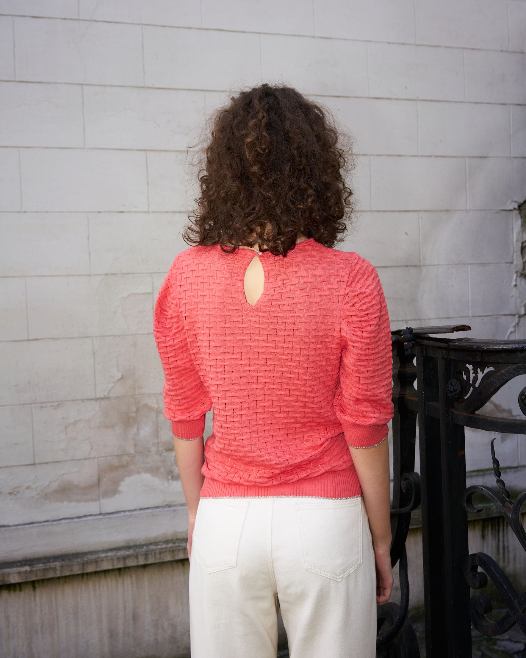 Phiphie - Puff Sleeve Textured Sweater - Erotokritos