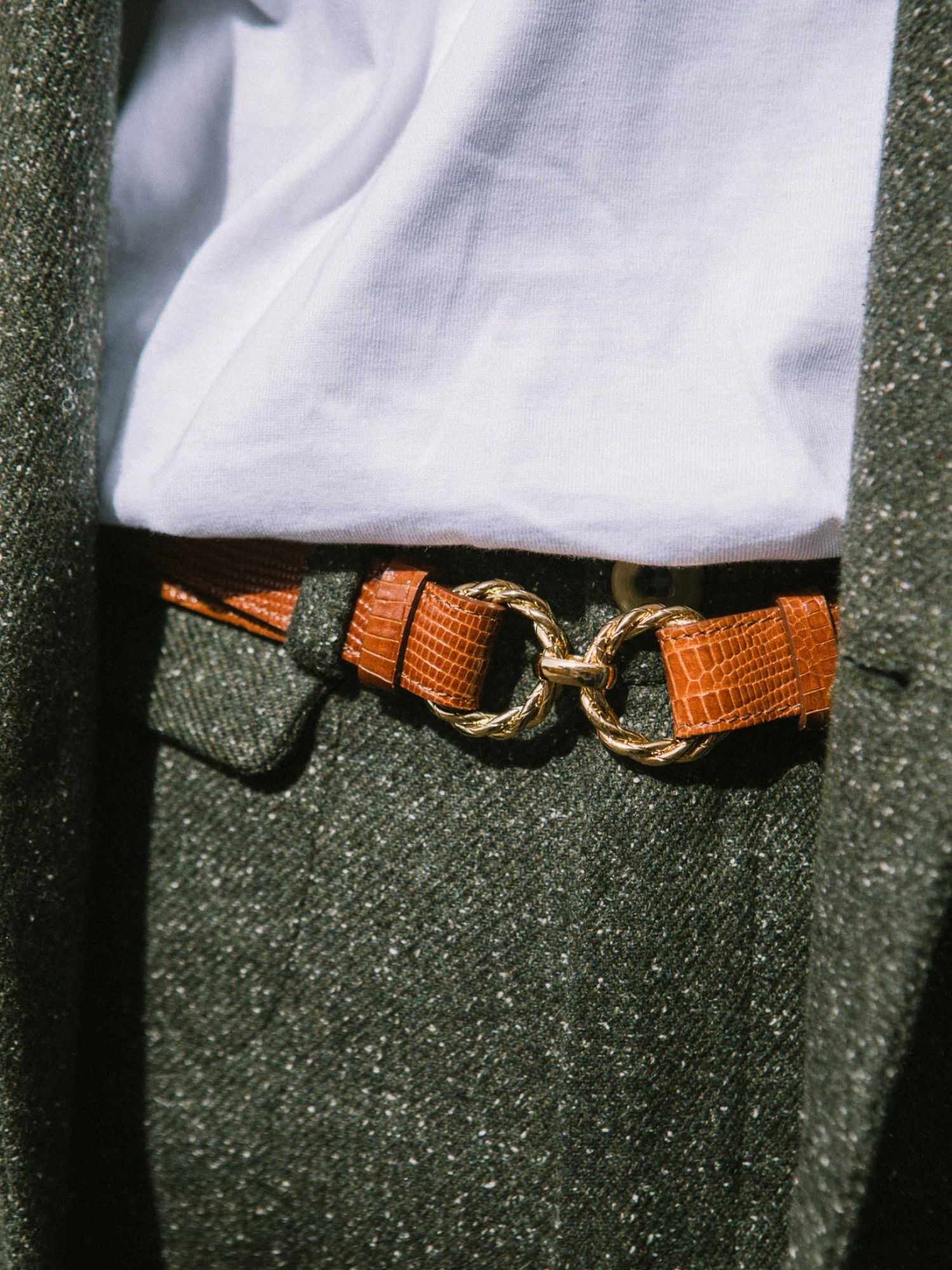 Lizard leather belt Aimée - Fauvette