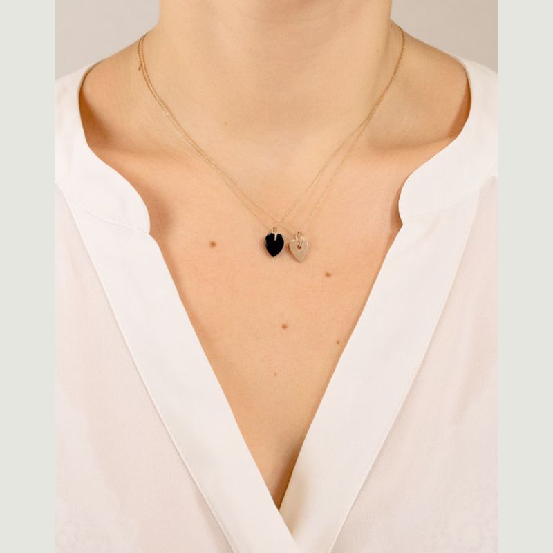 Mini Herz Angèle Onyx Halskette - Ginette NY