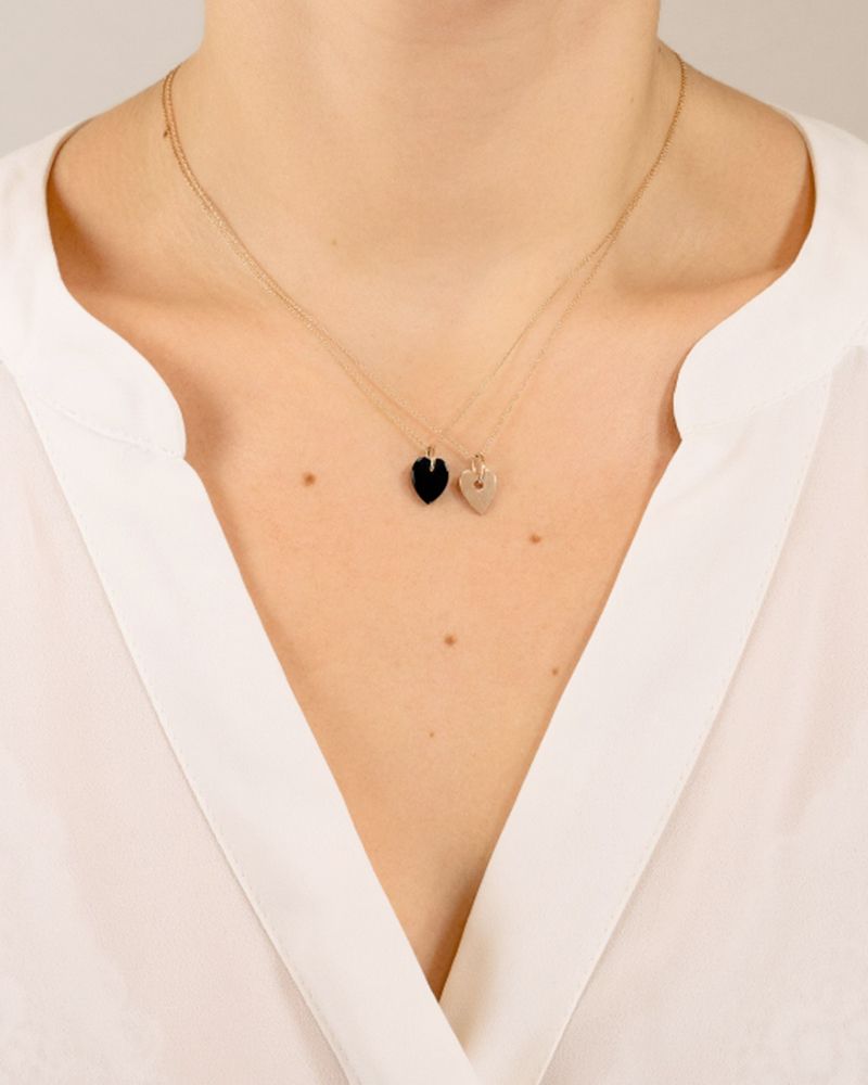 Mini Herz Angèle Onyx Halskette - Ginette NY