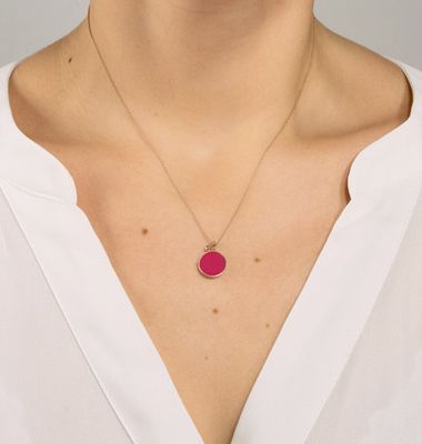 Collier Maria Coral Disc on Chain