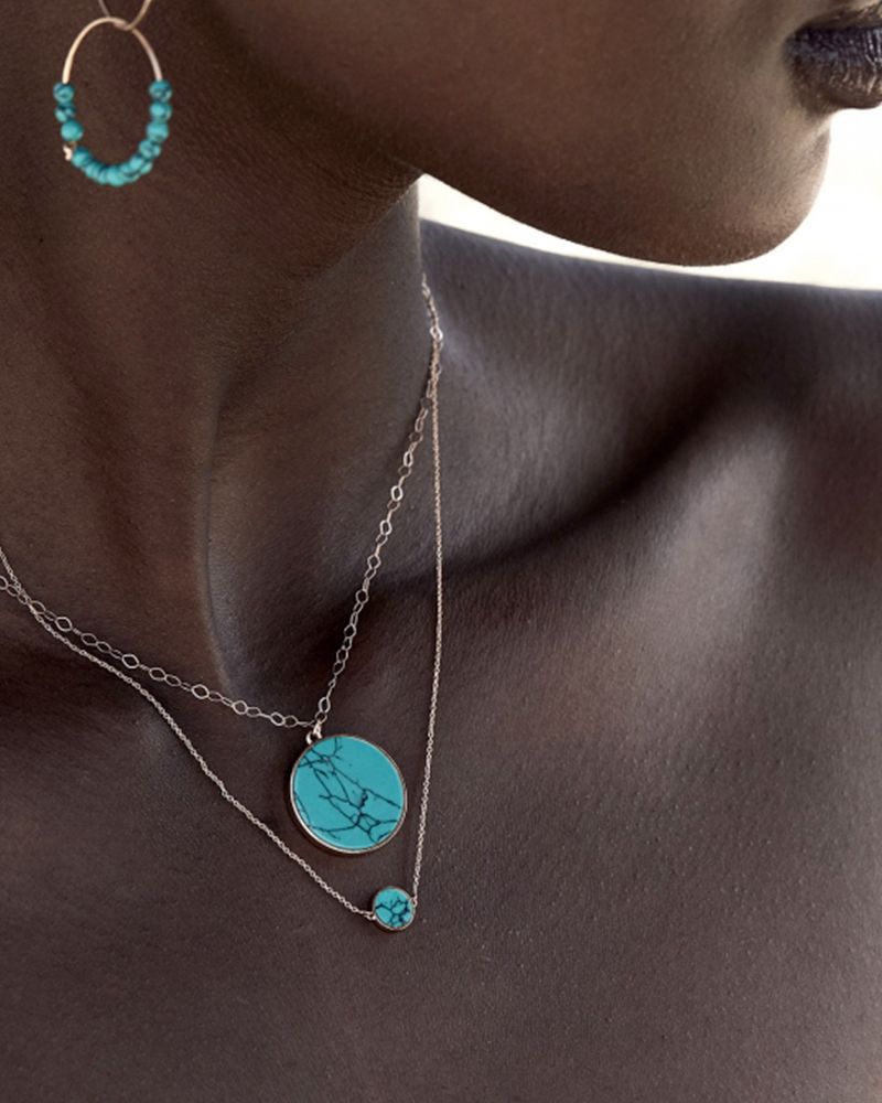 Collier Mini Ever Disc turquoise - Ginette NY