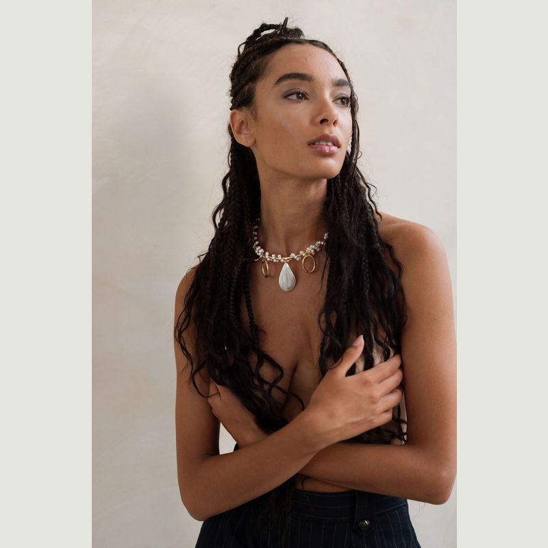 Rachel open choker necklace with pearls and shell - Gisel B.