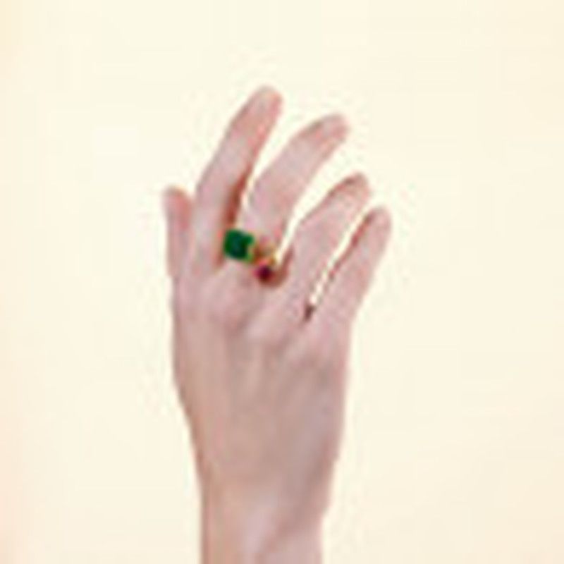Adjustable ring with You and Me Colorama stones - Les Néréides