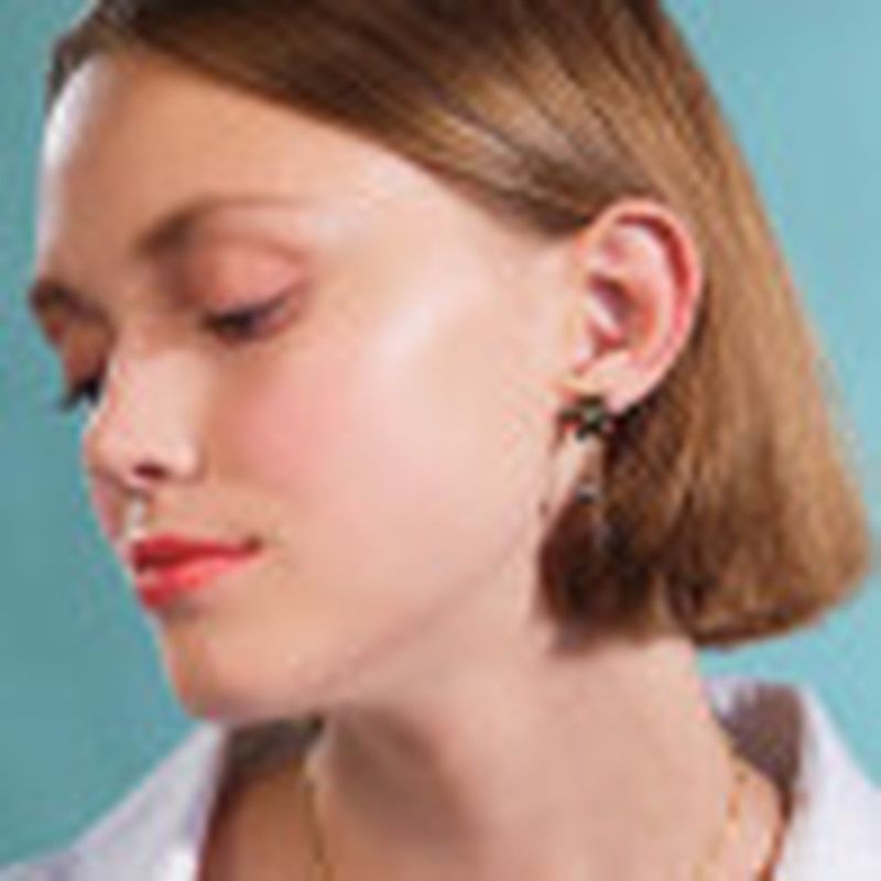 Boucles d'oreilles pendantes lys et perles de culture - Les Néréides