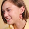Boucles d'oreilles pendantes feuillage, pierre et petits cristaux - Les Néréides