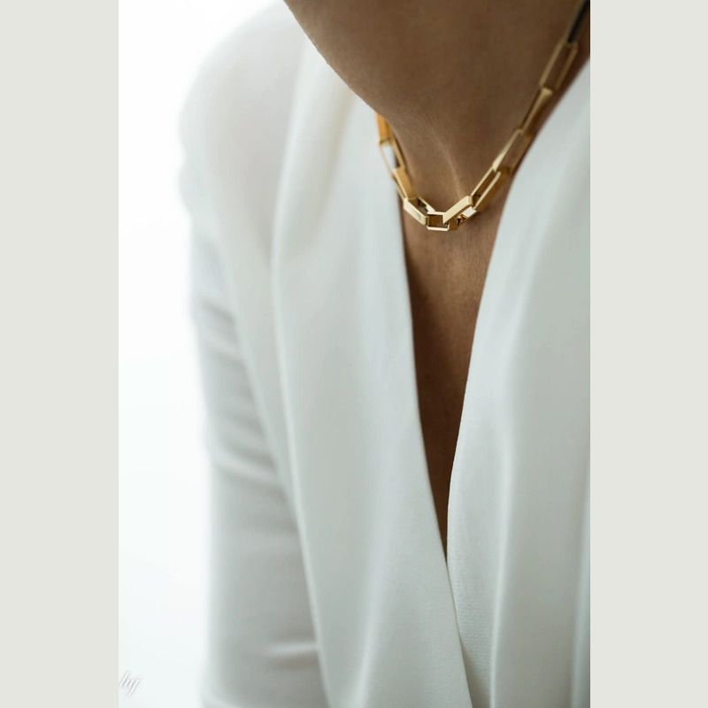 Julie gold plated brass choker necklace - Luj Paris