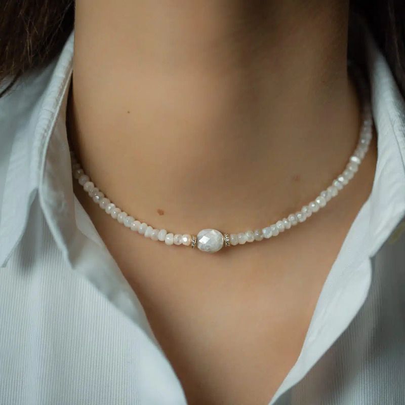 Luna moon stone chocker necklace - Luj Paris