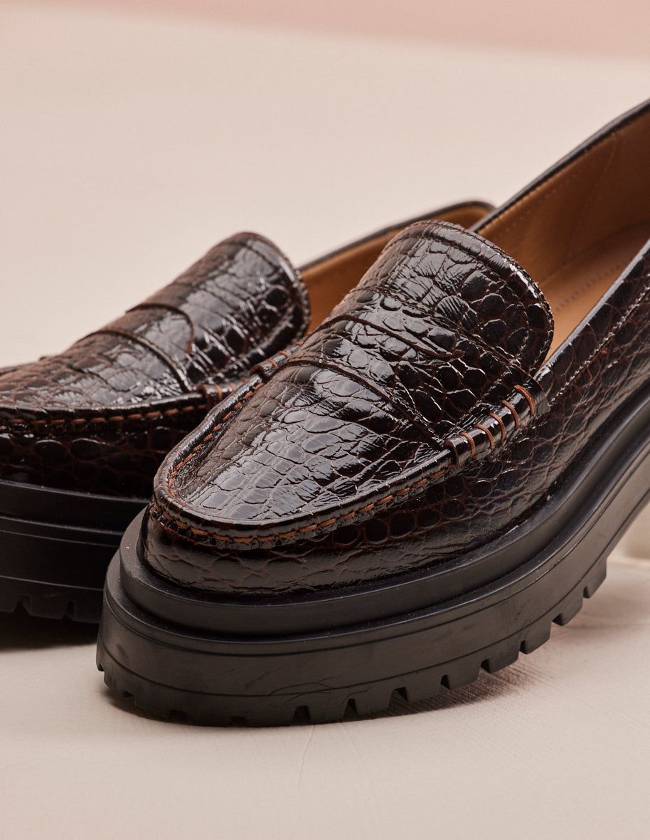 Nadège patent crocodile leather loafers - M.Moustache