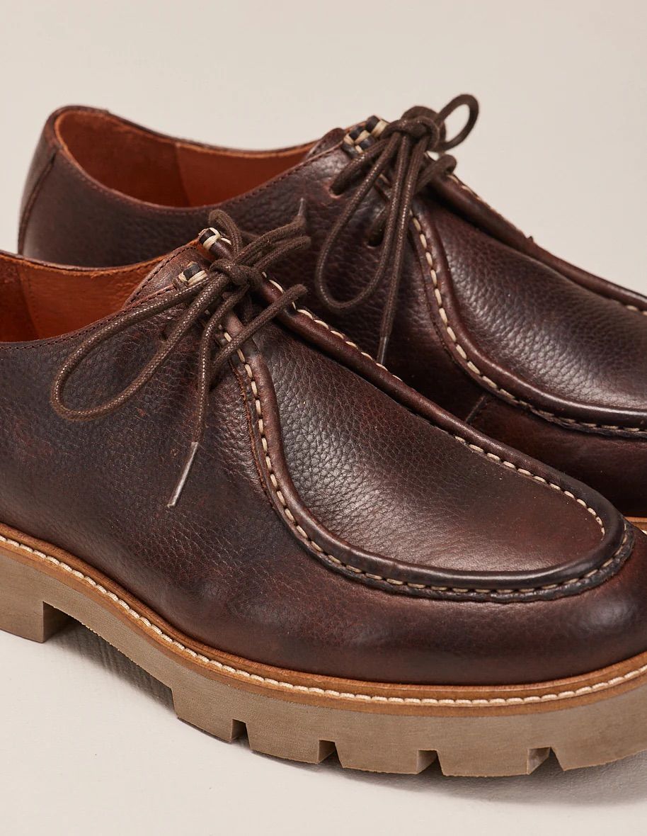 Gontran pull-up grained leather platform derbies - M.Moustache