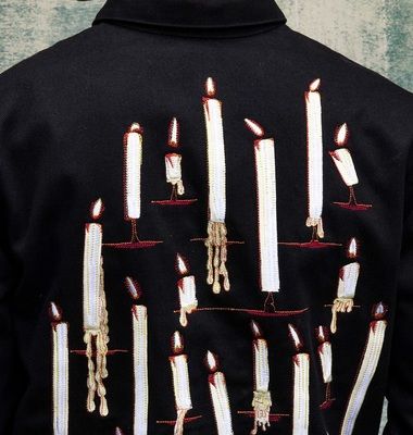 Candle embroidery overshirt