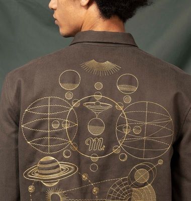 Lunar system embroidery overshirt