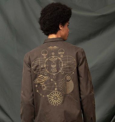 Lunar system embroidery overshirt