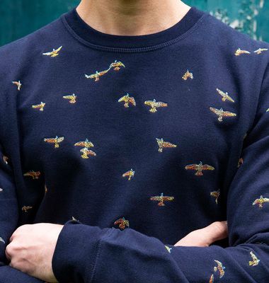 Sweatshirt mit Vogelstickerei