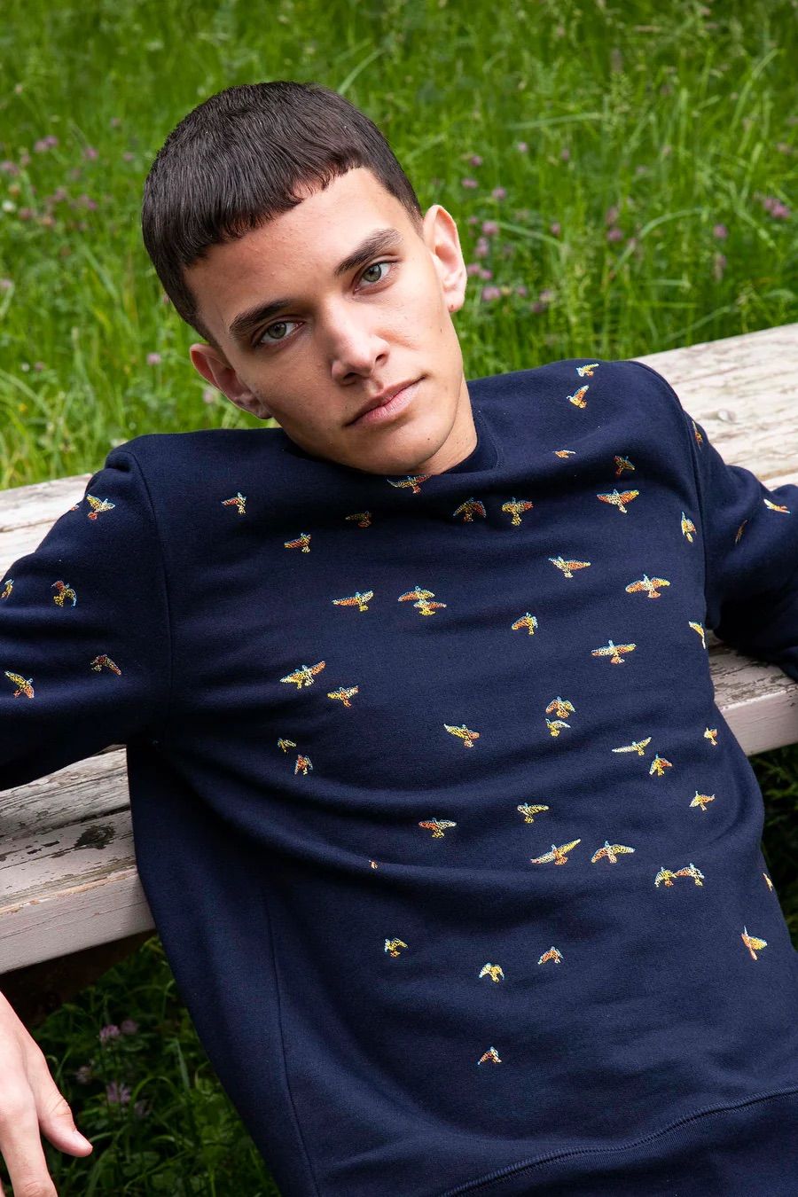 Sweatshirt mit Vogelstickerei - Misericordia
