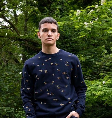 Sweatshirt mit Vogelstickerei