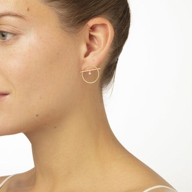 Boucles d'oreilles pendantes or et diamant Fibule XS