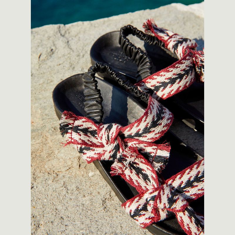 Sandalen mit ausgefallenen Riemchen aus Baumwolle Laura - Petite Mendigote