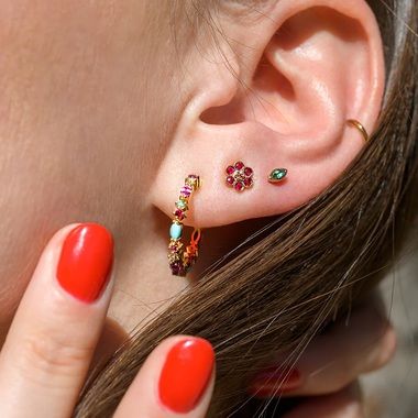Gaia 2 Turquoise hoop earrings
