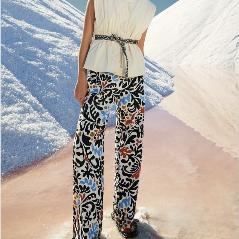 Jahel wide-leg fancy print pants - Suncoo