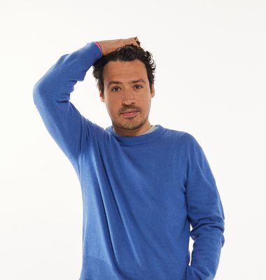 Round neck sweater in recycled cashmere and cotton