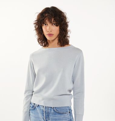 Extra fine wool round neck crop sweater