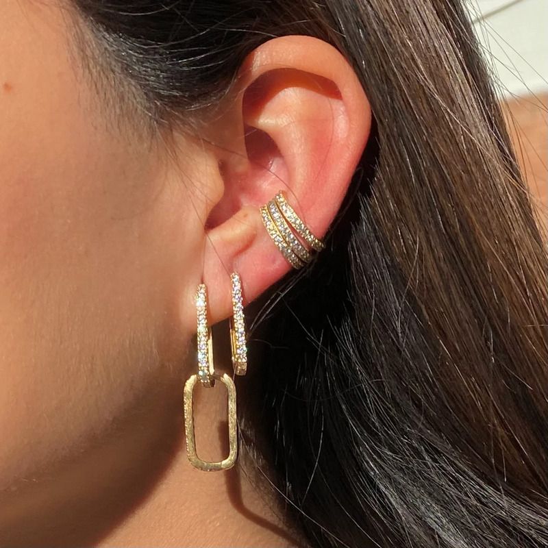 Oval Hoop Crystal Earrings - Wilhelmina Garcia