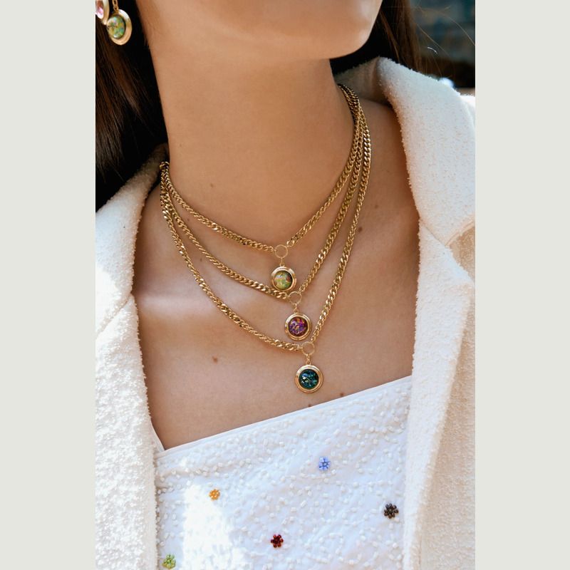 Green Marbled Crystal Necklace - Wilhelmina Garcia