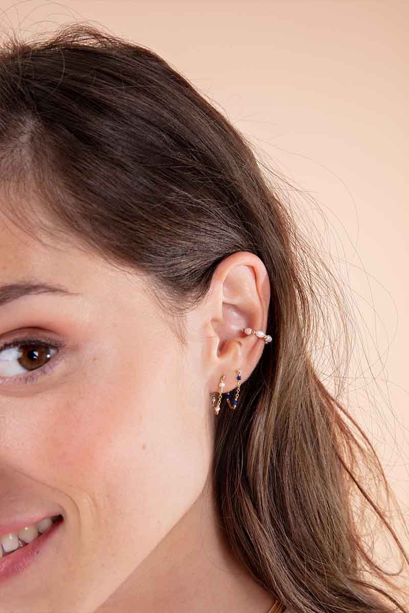 Satellite cultured pearls chain mini earrings - YAY