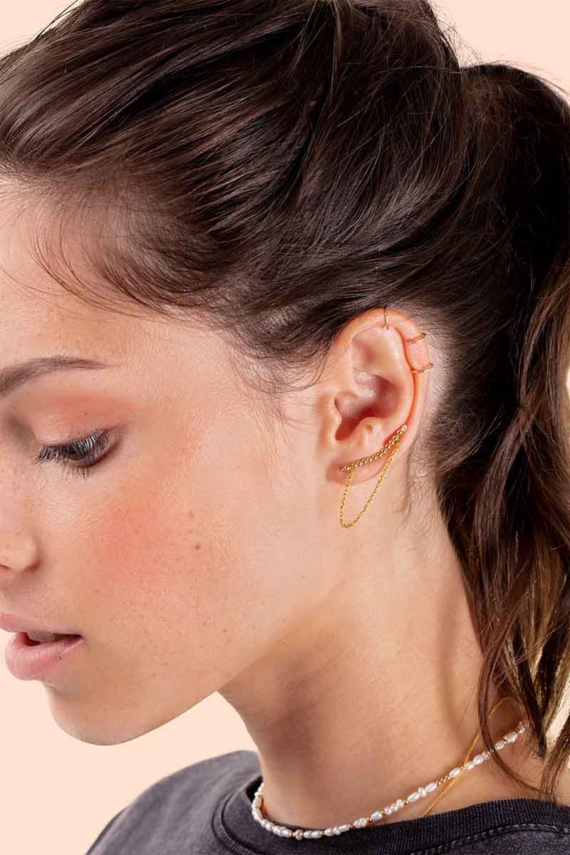 Goldene Fruchtkletterkette linker Ohrring - YAY