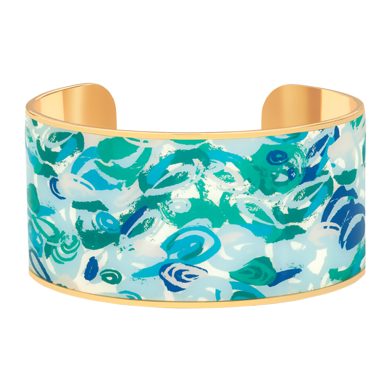 Adjustable Thalia cuff 3cm printed in gold brass and lacquered - Bangle Up