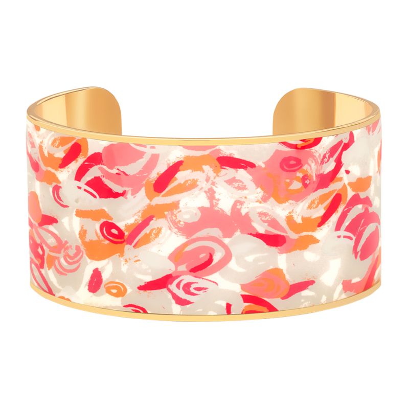 Adjustable Thalia cuff 3cm printed in gold brass and lacquered - Bangle Up