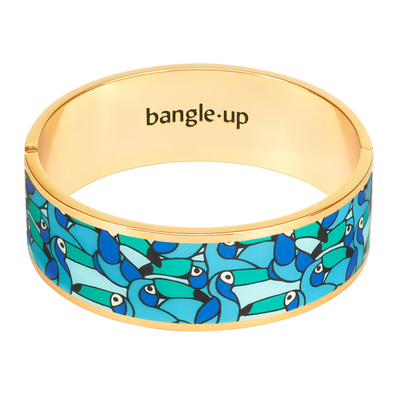 Jangala-Armband mit Verschluss aus goldfarbenem, bedrucktem Lackmetall - Bangle Up